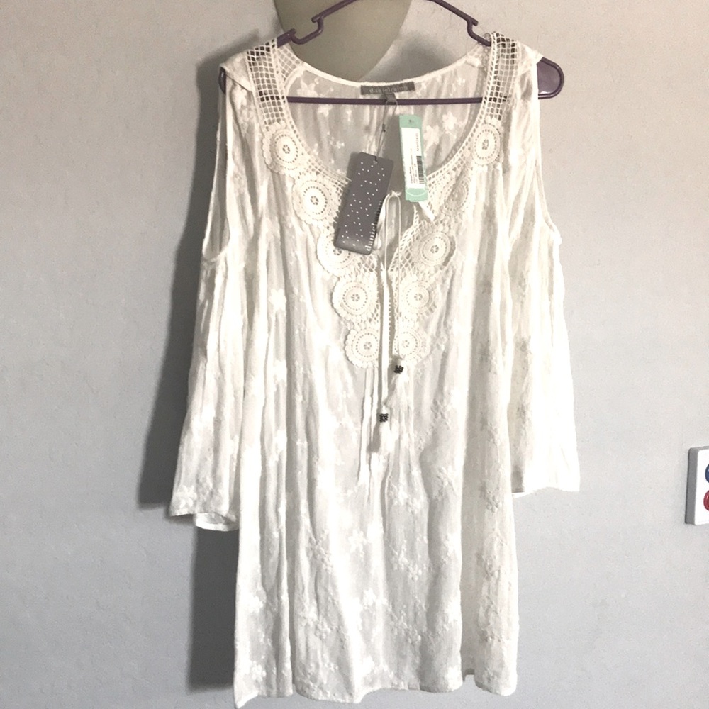 White lacy off the shoulder blouse